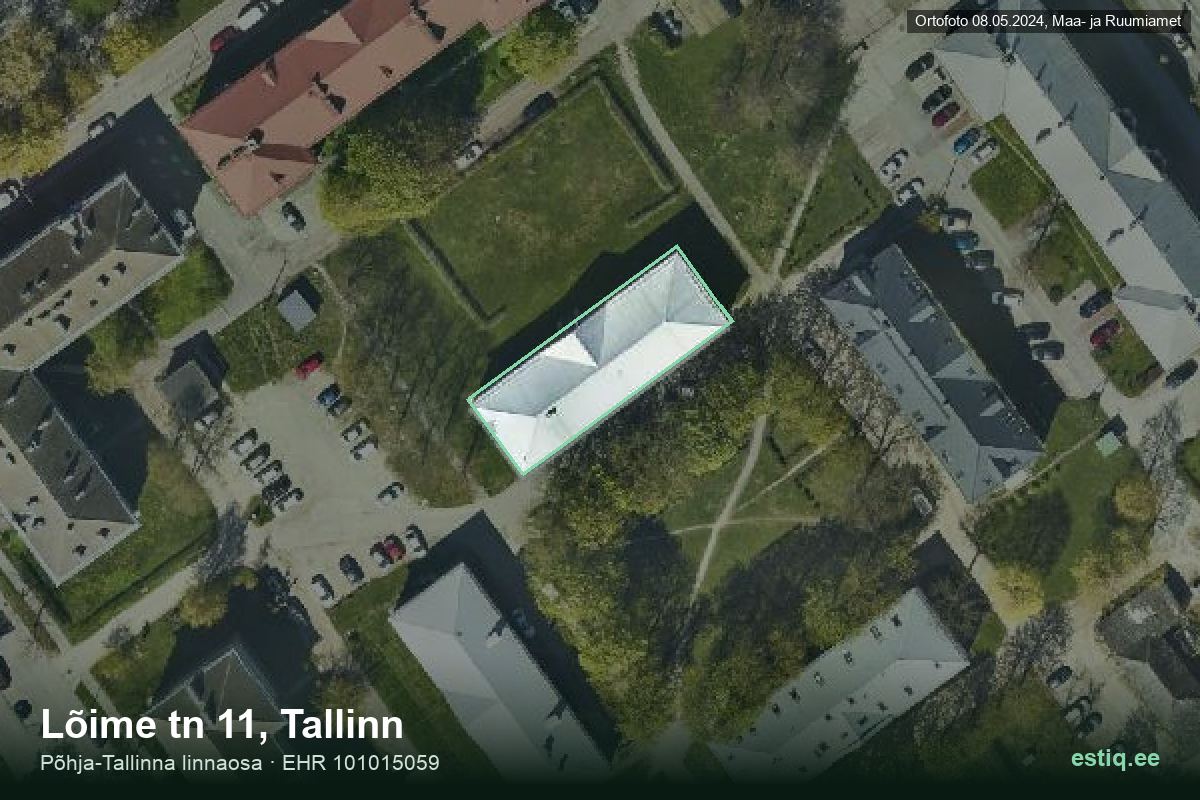 Lõime tänav 11, Tallinn – hoone aerofoto, kontuur ehitisregistri (EHR) andmetest
