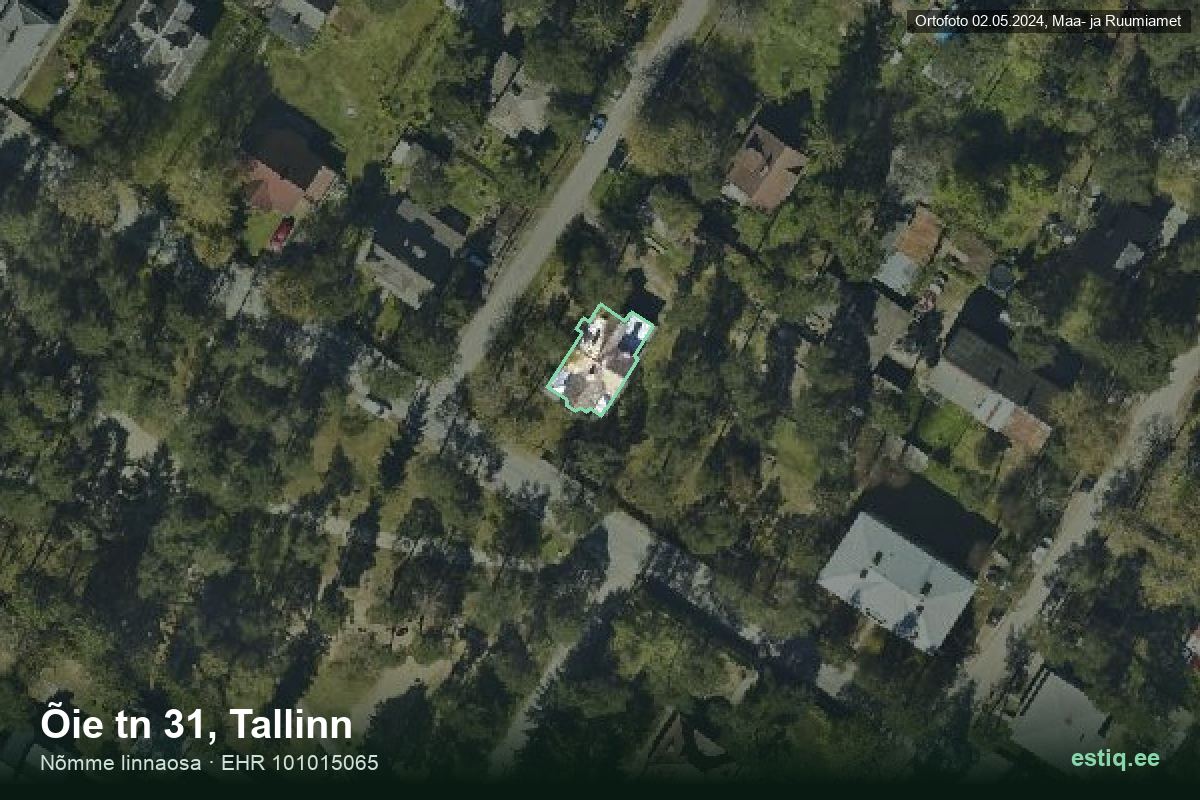 Õie tänav 31, Tallinn – hoone aerofoto, kontuur ehitisregistri (EHR) andmetest