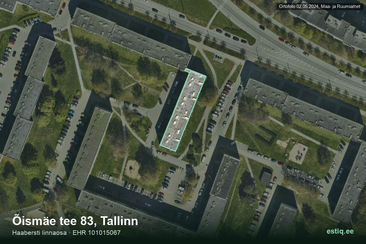 Õismäe tee 83, Tallinn – ilmakuva rakennuksesta, ääriviiva rakennusrekisteristä (EHR)