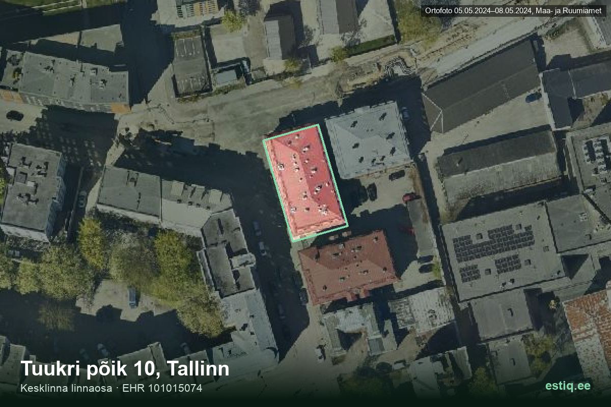 Tuukri põik 10, Tallinn – hoone aerofoto, kontuur ehitisregistri (EHR) andmetest