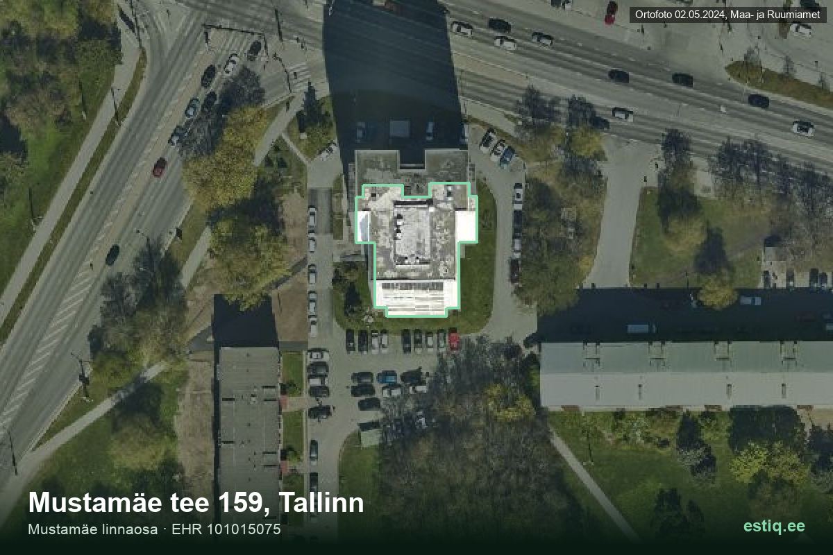 Mustamäe tee 159, Tallinn – hoone aerofoto, kontuur ehitisregistri (EHR) andmetest