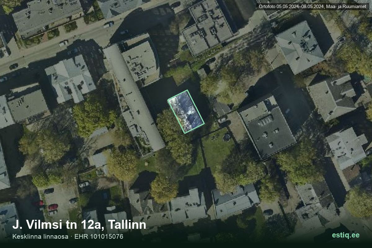 J. Vilmsi tänav 12a, Tallinn – ilmakuva rakennuksesta, ääriviiva rakennusrekisteristä (EHR)