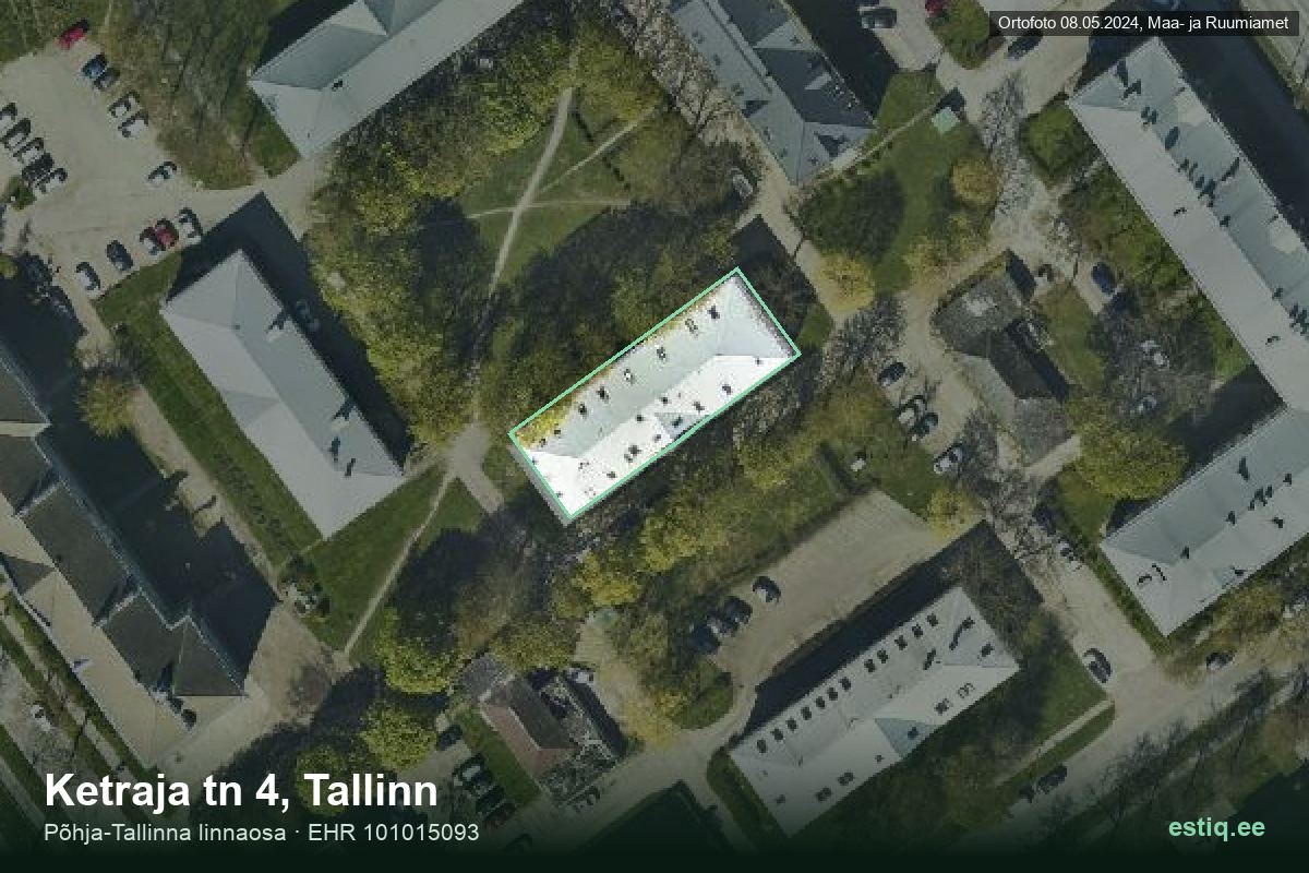Ketraja tänav 4, Tallinn – hoone aerofoto, kontuur ehitisregistri (EHR) andmetest