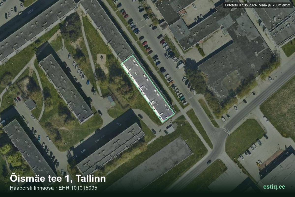 Õismäe tee 1, Tallinn – hoone aerofoto, kontuur ehitisregistri (EHR) andmetest