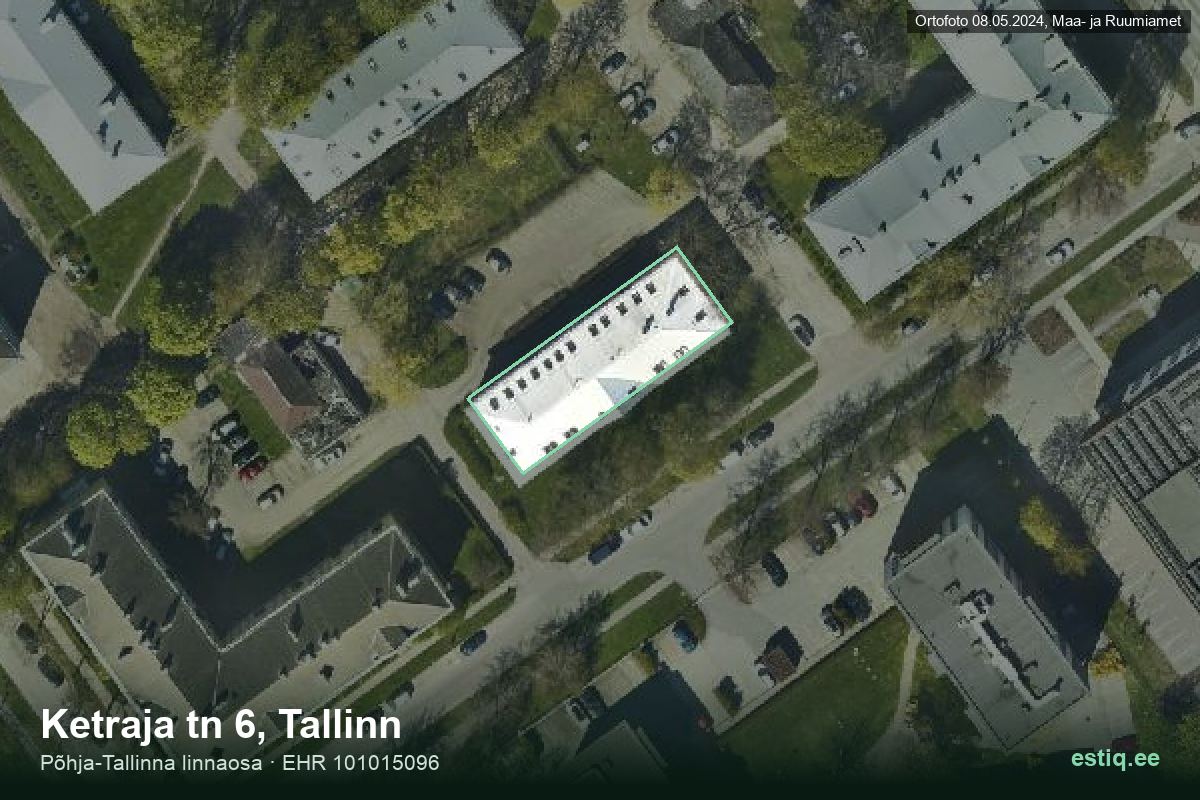 Ketraja tänav 6, Tallinn – hoone aerofoto, kontuur ehitisregistri (EHR) andmetest