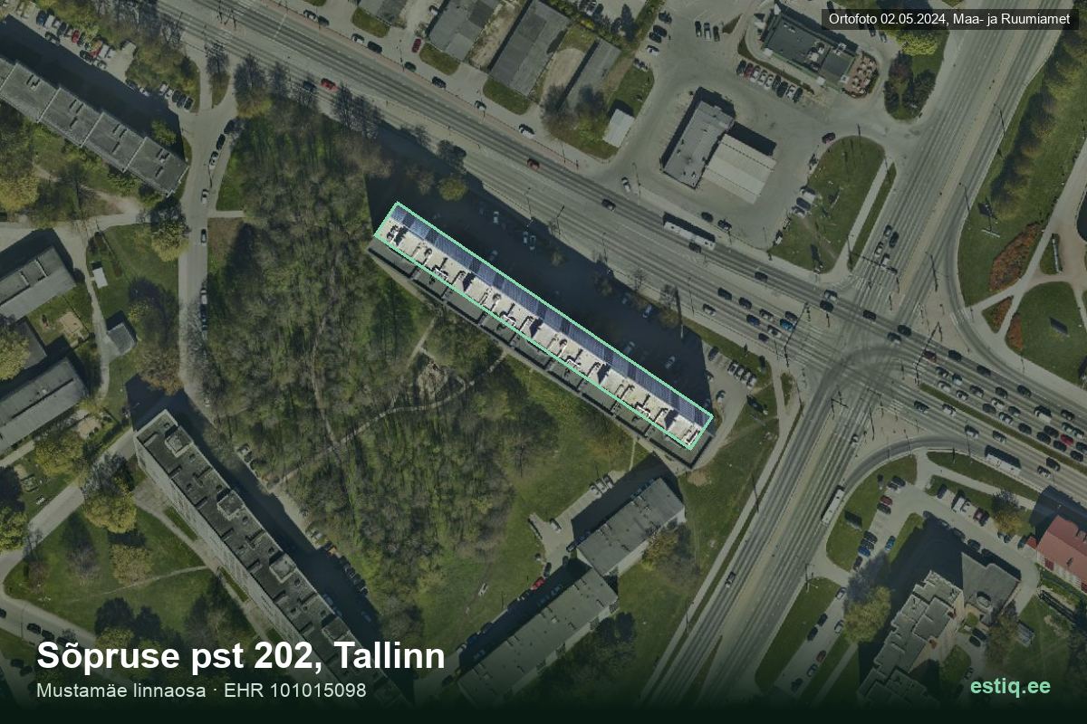 Sõpruse pst 202, Tallinn – hoone aerofoto, kontuur ehitisregistri (EHR) andmetest
