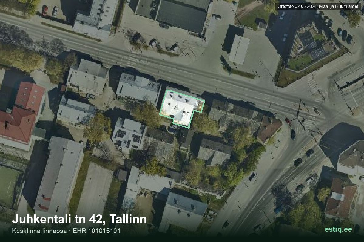 Juhkentali tänav 42, Tallinn – aerial photo of the building, outline from the Building Register (EHR)