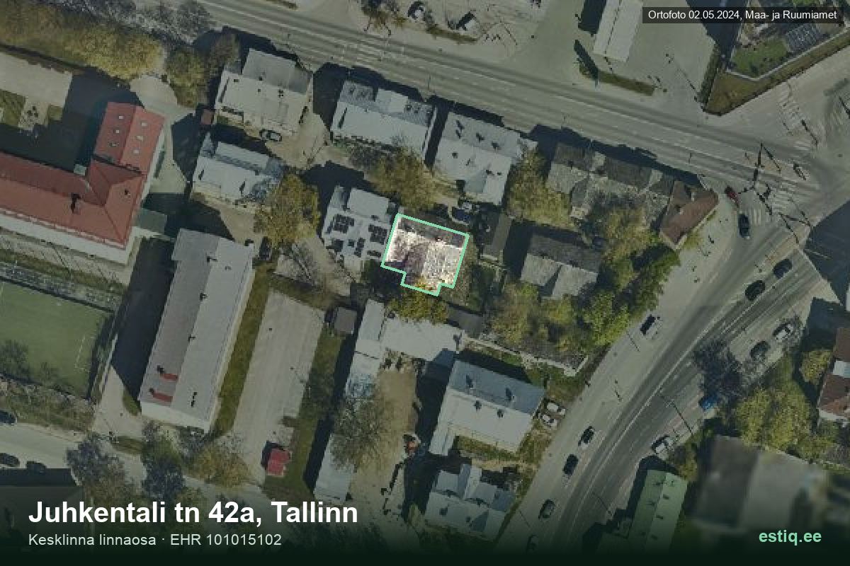 Juhkentali tänav 42a, Tallinn – aerial photo of the building, outline from the Building Register (EHR)