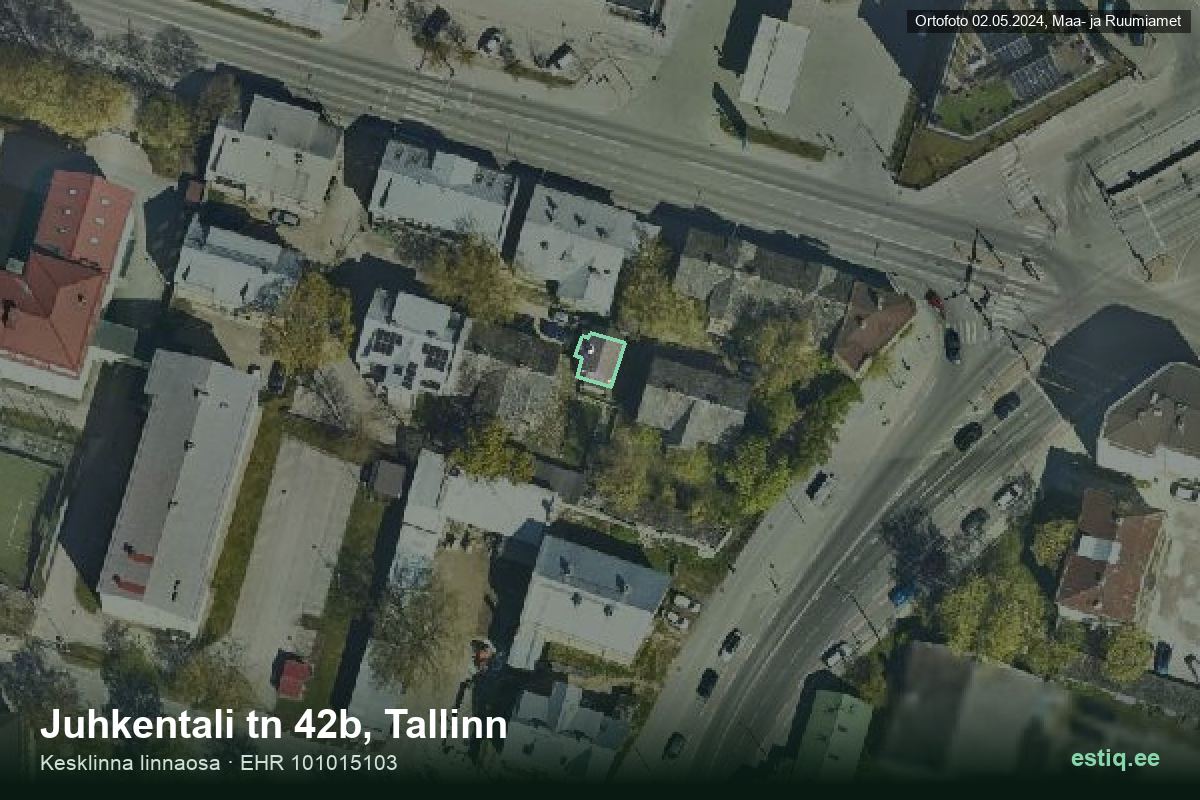 Juhkentali tänav 42b, Tallinn – aerial photo of the building, outline from the Building Register (EHR)
