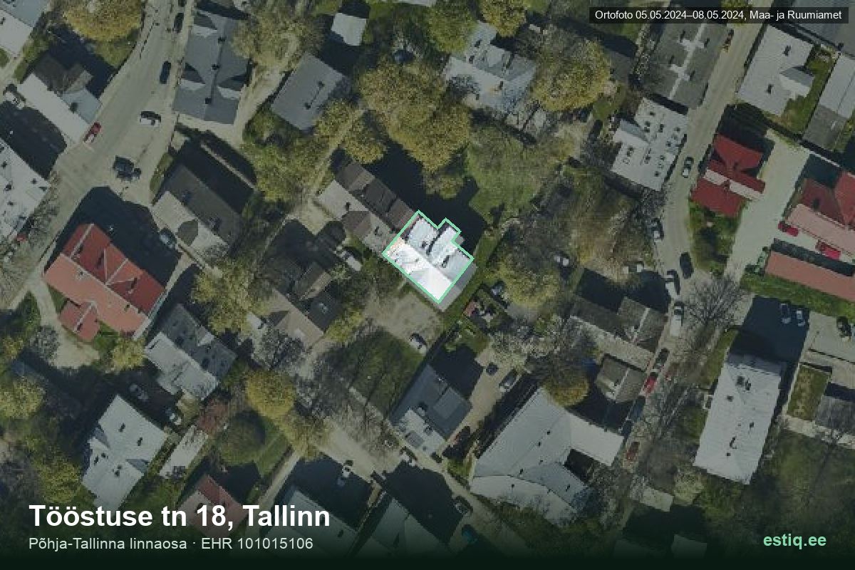 Tööstuse tänav 18, Tallinn – hoone aerofoto, kontuur ehitisregistri (EHR) andmetest