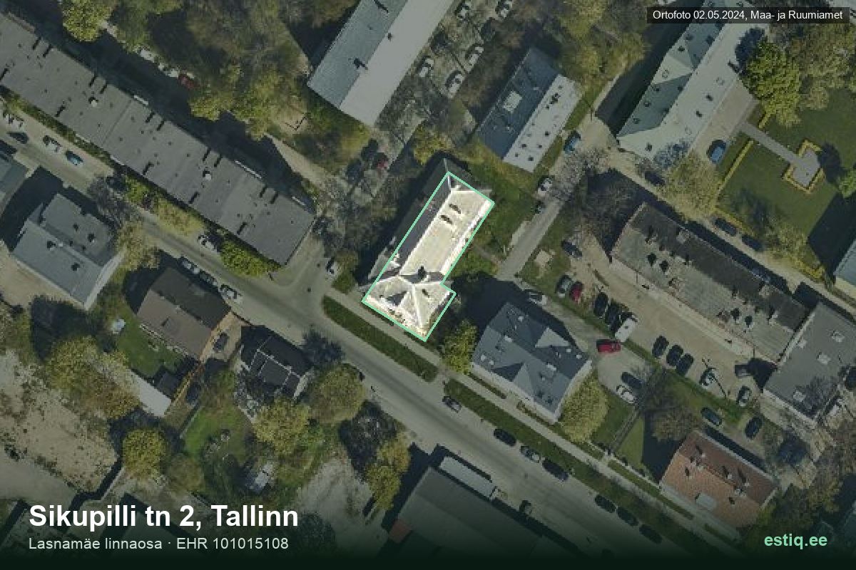 Sikupilli tänav 2, Tallinn – hoone aerofoto, kontuur ehitisregistri (EHR) andmetest