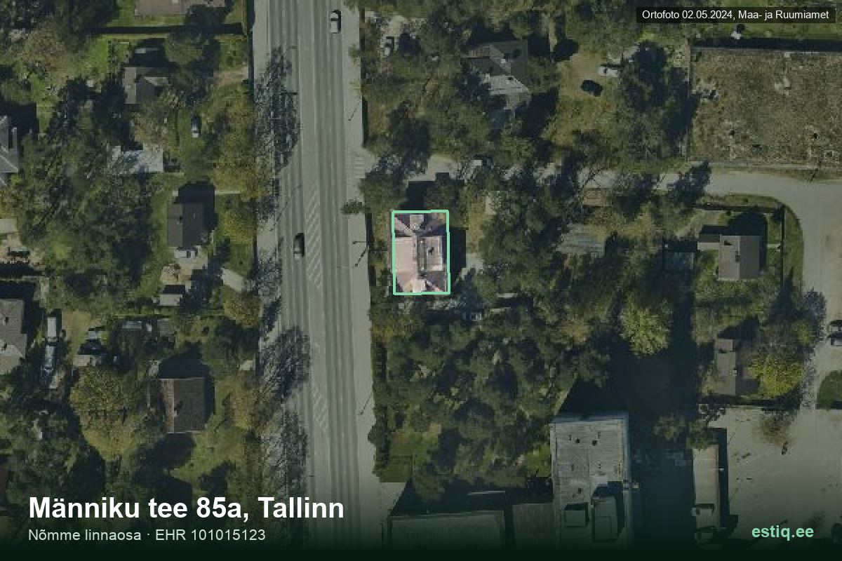 Männiku tee 85a, Tallinn – hoone aerofoto, kontuur ehitisregistri (EHR) andmetest