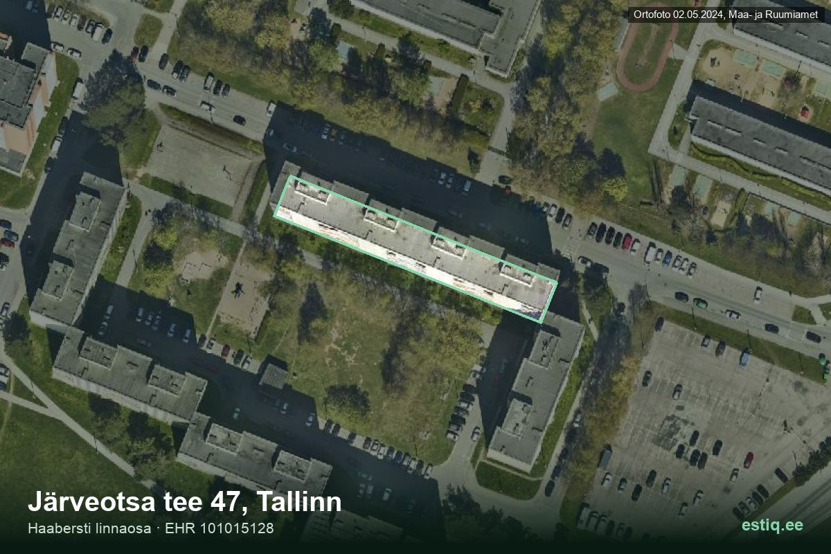 Järveotsa tee 47, Tallinn – hoone aerofoto, kontuur ehitisregistri (EHR) andmetest