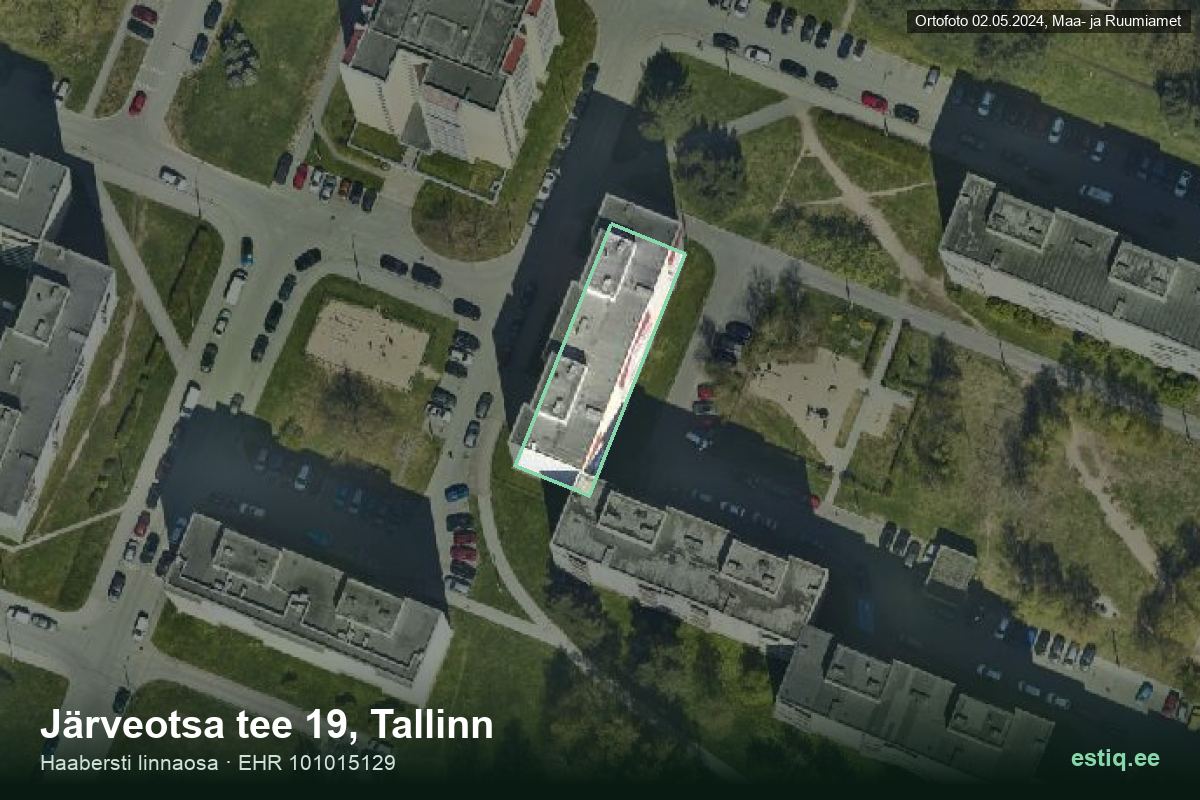 Järveotsa tee 19, Tallinn – hoone aerofoto, kontuur ehitisregistri (EHR) andmetest