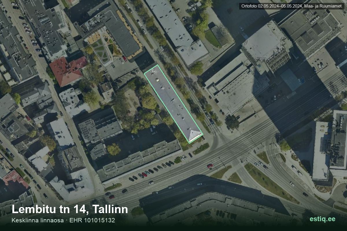 Lembitu tänav 14, Tallinn – ilmakuva rakennuksesta, ääriviiva rakennusrekisteristä (EHR)