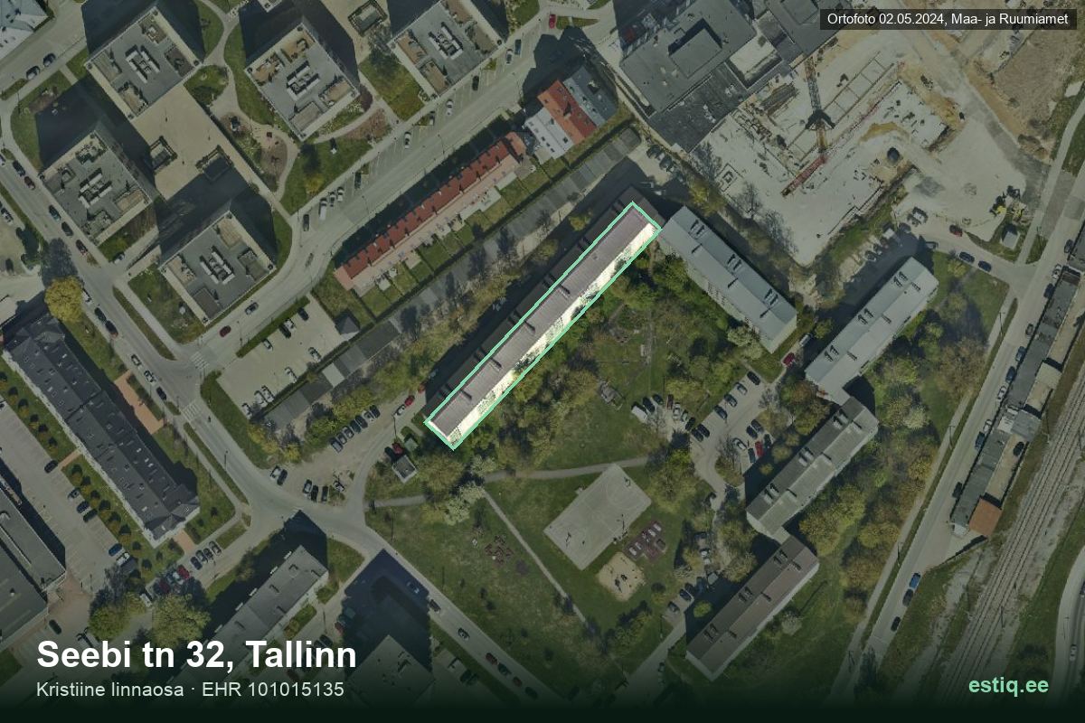 Seebi tänav 32, Tallinn – hoone aerofoto, kontuur ehitisregistri (EHR) andmetest
