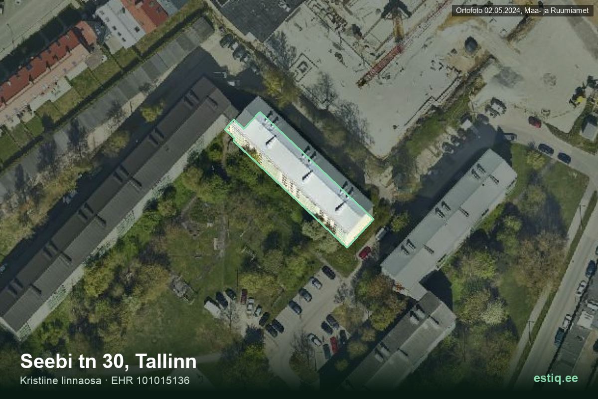 Seebi tänav 30, Tallinn – hoone aerofoto, kontuur ehitisregistri (EHR) andmetest