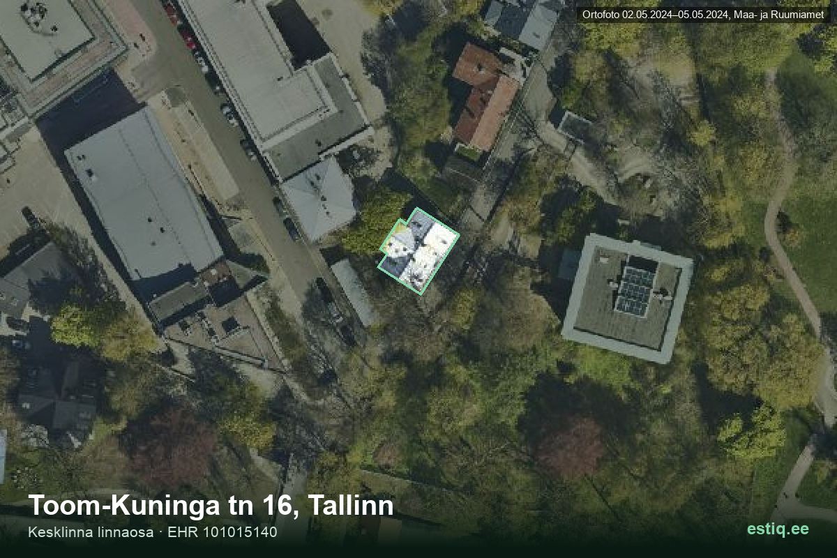 Toom-Kuninga tänav 16, Tallinn – ilmakuva rakennuksesta, ääriviiva rakennusrekisteristä (EHR)