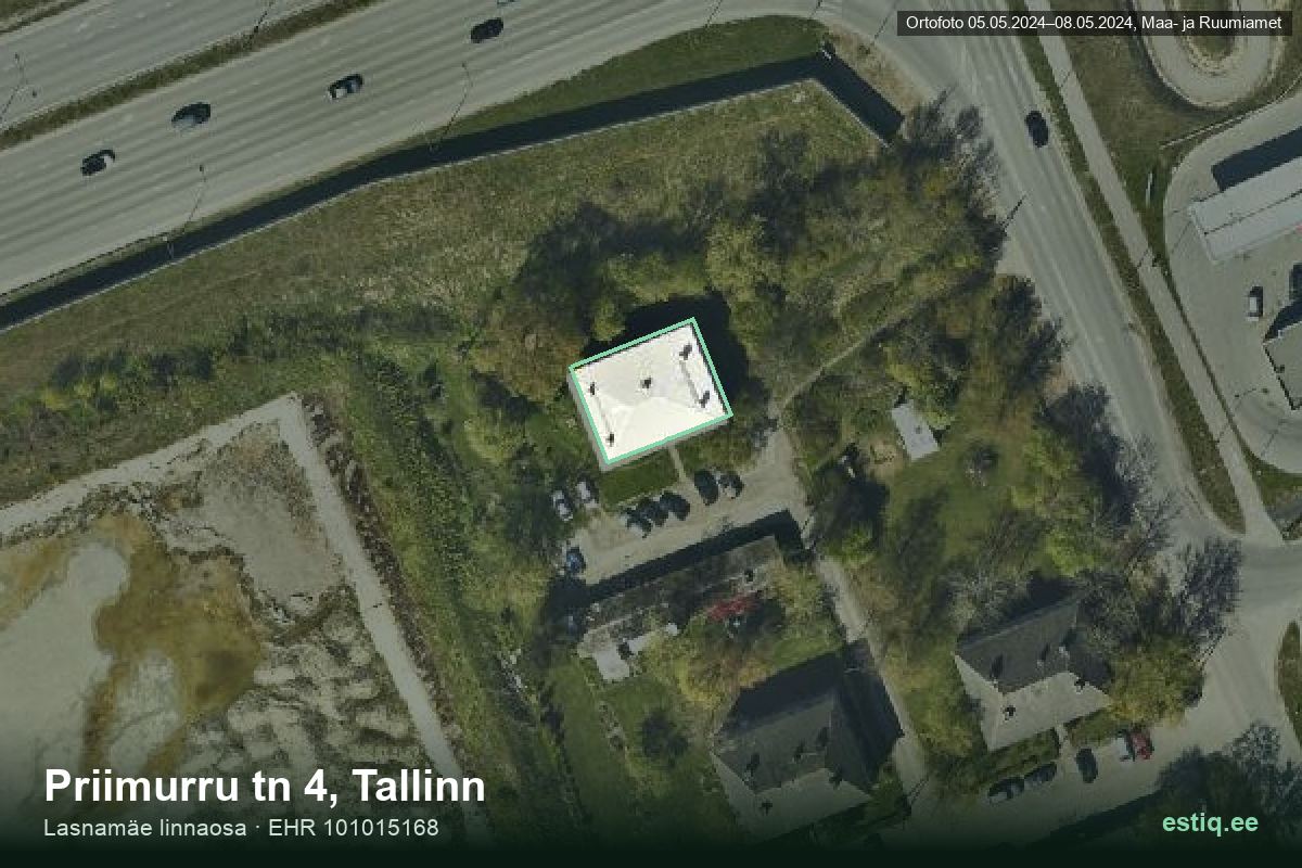 Priimurru tänav 4, Tallinn – аэрофото дома, контур по данным регистра строений (EHR)