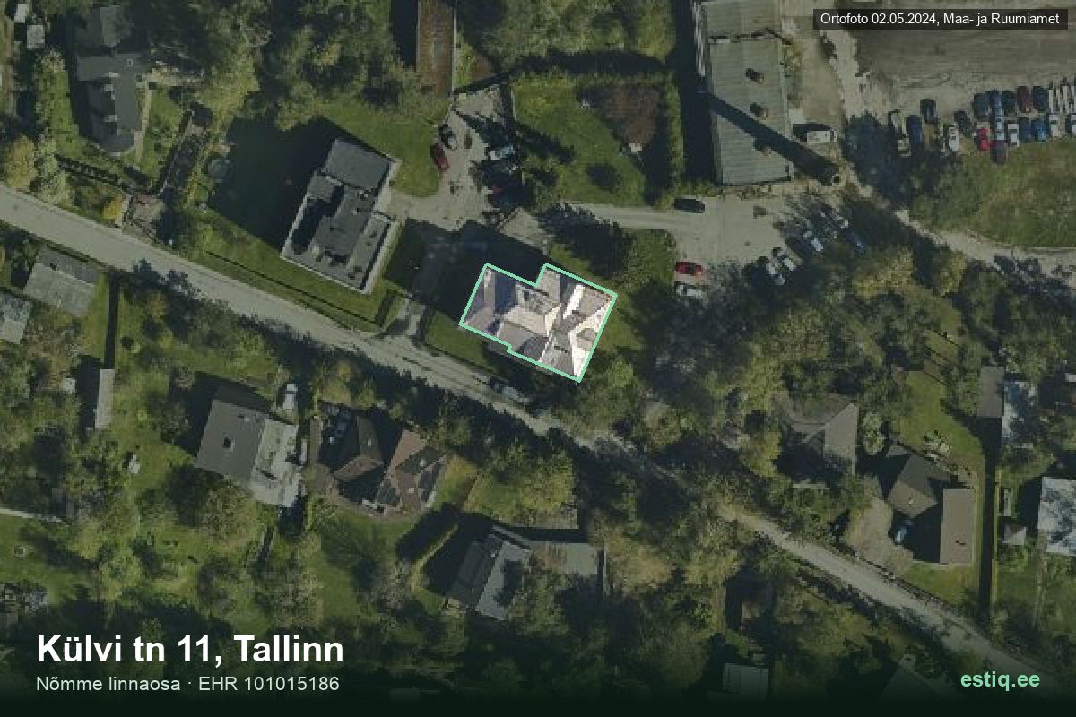 Külvi tänav 11, Tallinn – ilmakuva rakennuksesta, ääriviiva rakennusrekisteristä (EHR)
