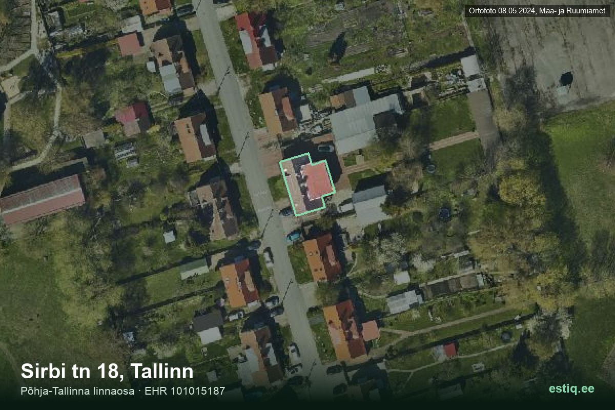 Sirbi tänav 18, Tallinn – aerial photo of the building, outline from the Building Register (EHR)