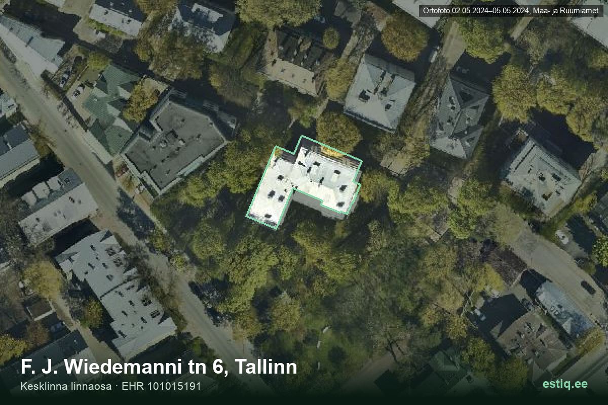 F. J. Wiedemanni tänav 6, Tallinn – hoone aerofoto, kontuur ehitisregistri (EHR) andmetest