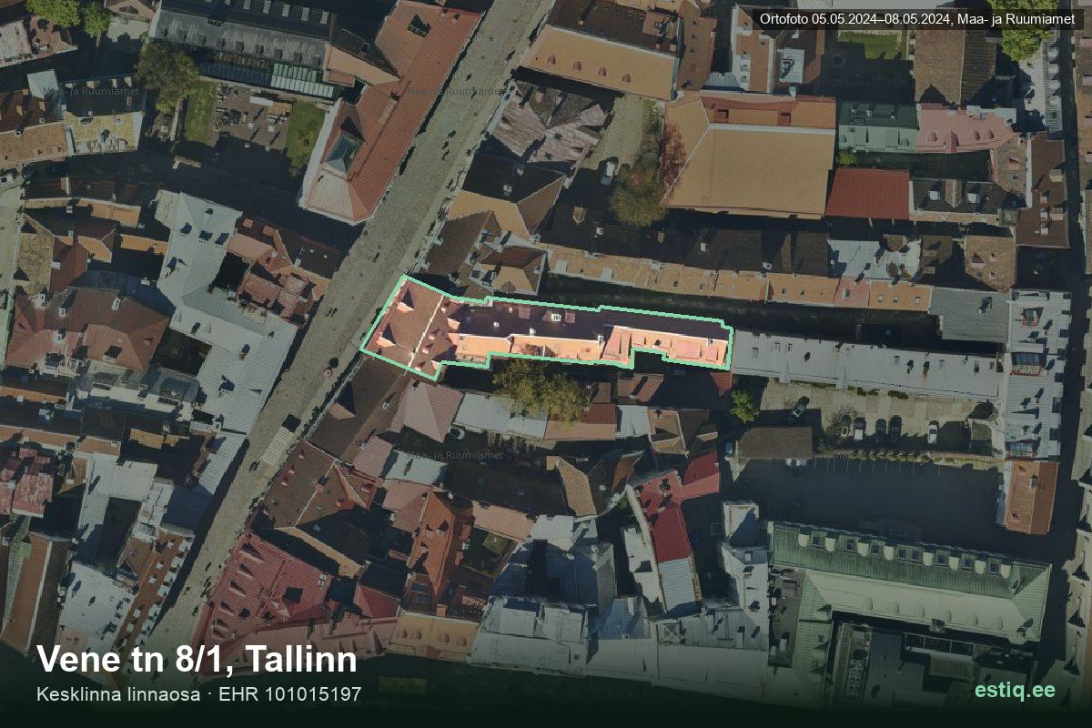 Vene tänav 8/1, Tallinn – hoone aerofoto, kontuur ehitisregistri (EHR) andmetest