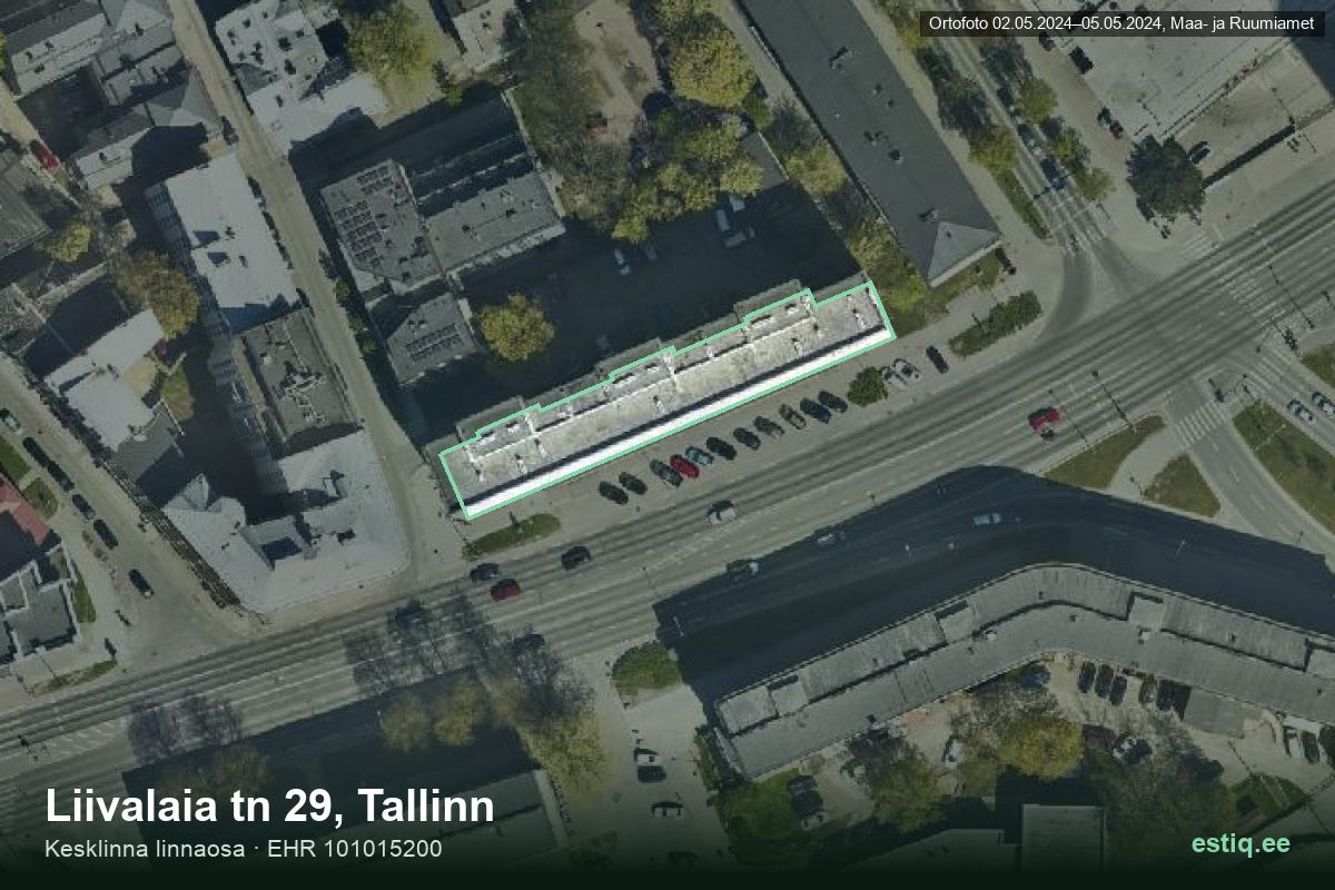 Liivalaia tänav 29, Tallinn – hoone aerofoto, kontuur ehitisregistri (EHR) andmetest