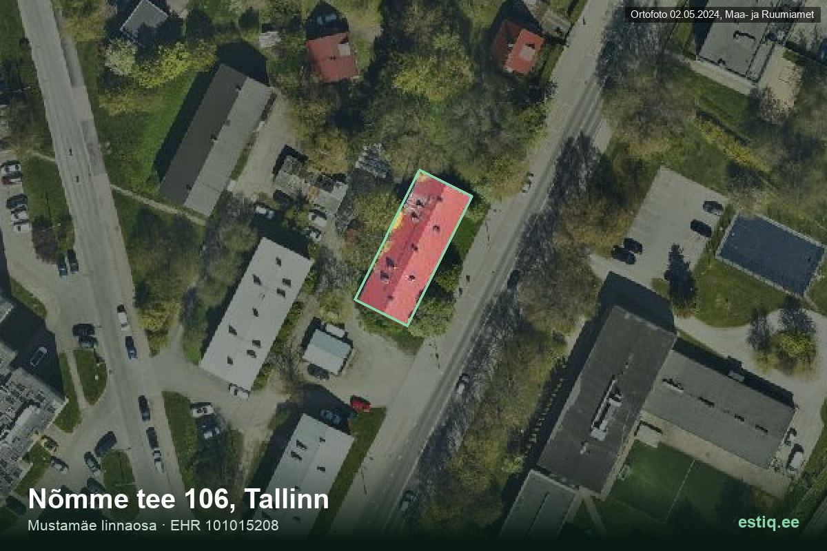 Nõmme tee 106, Tallinn – aerial photo of the building, outline from the Building Register (EHR)