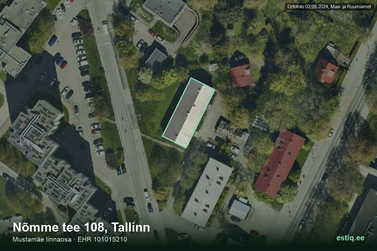 Nõmme tee 108, Tallinn – hoone aerofoto, kontuur ehitisregistri (EHR) andmetest