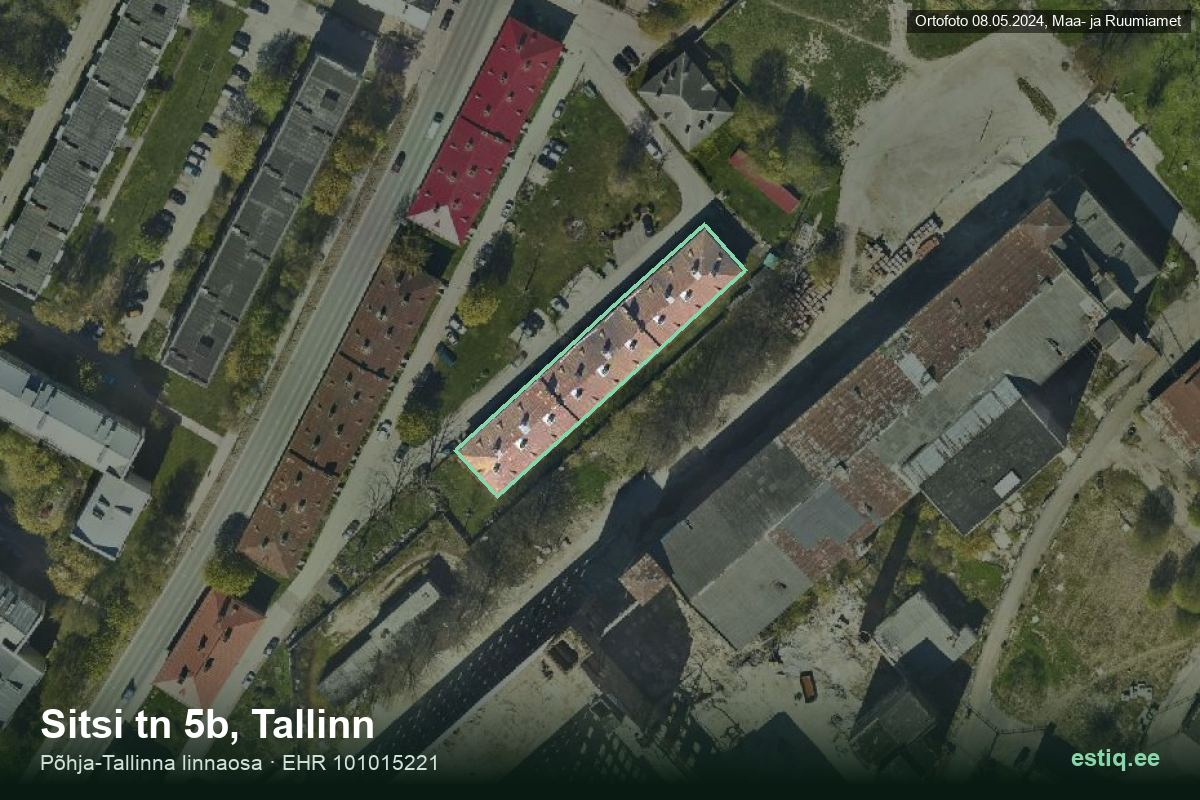Sitsi tänav 5b, Tallinn – aerial photo of the building, outline from the Building Register (EHR)