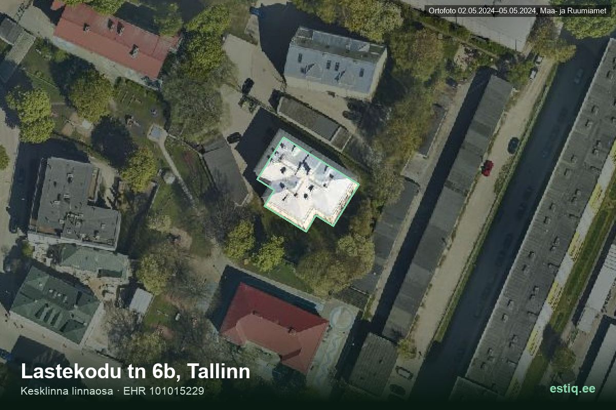 Lastekodu tänav 6b, Tallinn – aerial photo of the building, outline from the Building Register (EHR)