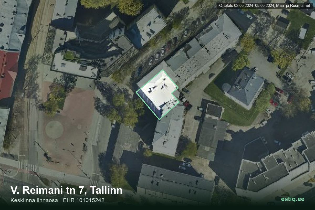 V. Reimani tänav 7, Tallinn – aerial photo of the building, outline from the Building Register (EHR)