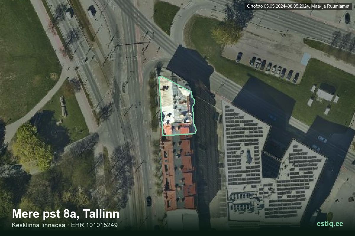 Mere pst 8a, Tallinn – hoone aerofoto, kontuur ehitisregistri (EHR) andmetest