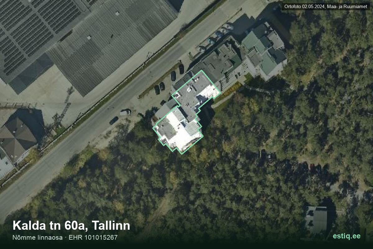 Kalda tänav 60a, Tallinn – ilmakuva rakennuksesta, ääriviiva rakennusrekisteristä (EHR)
