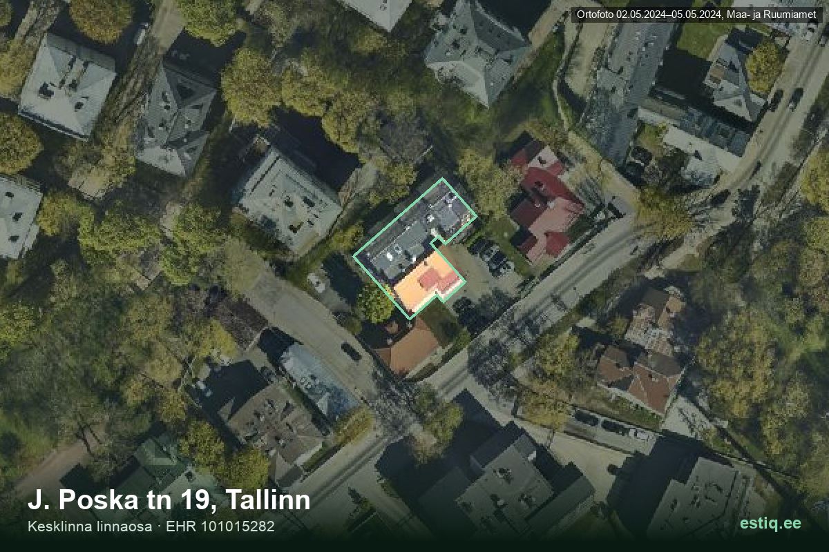 J. Poska tänav 19, Tallinn – aerial photo of the building, outline from the Building Register (EHR)