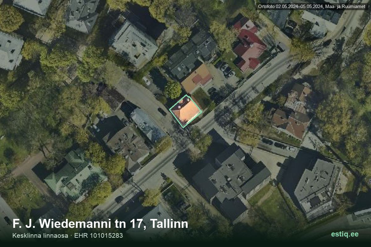 F. J. Wiedemanni tänav 17, Tallinn – aerial photo of the building, outline from the Building Register (EHR)