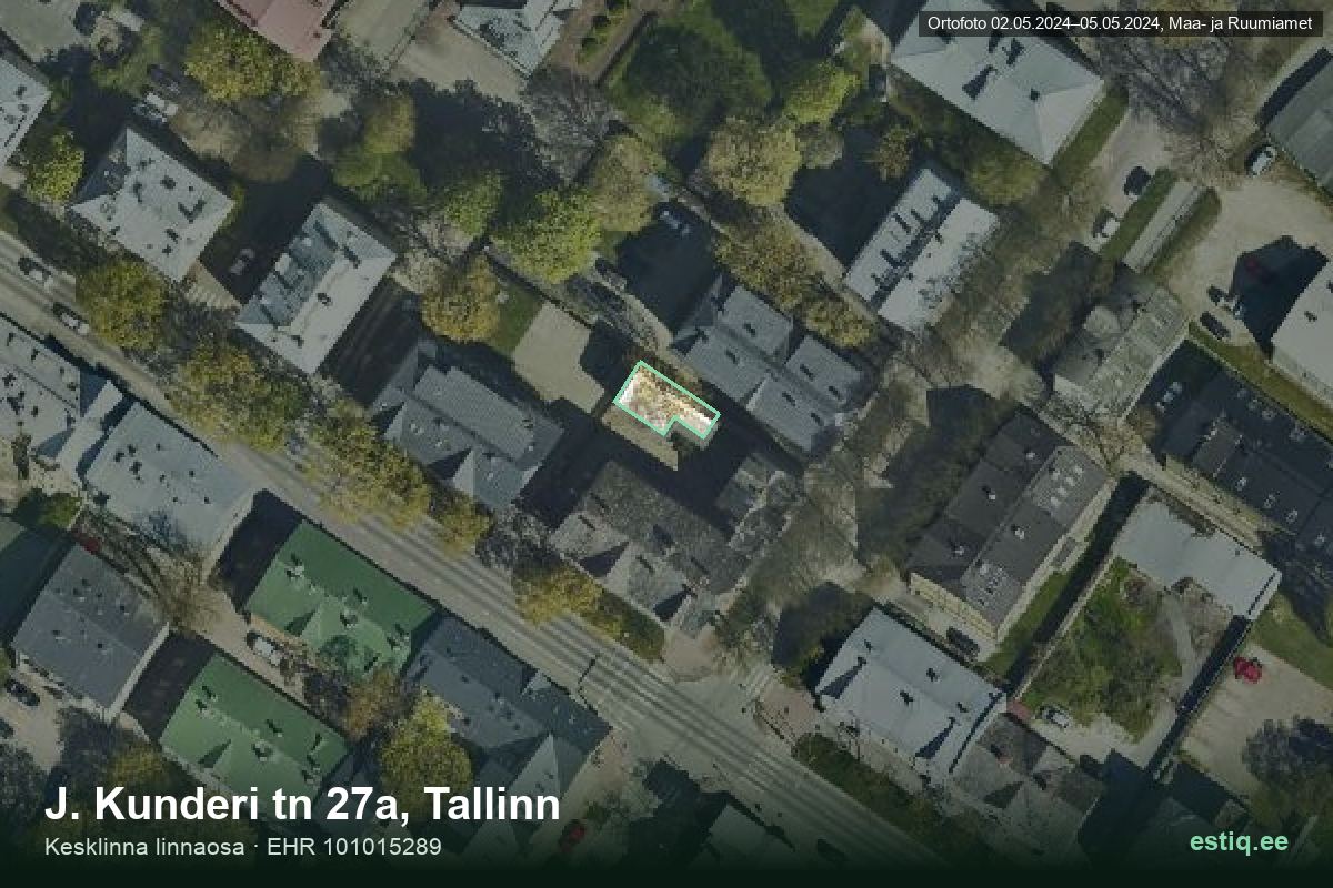 J. Kunderi tänav 27a, Tallinn – aerial photo of the building, outline from the Building Register (EHR)