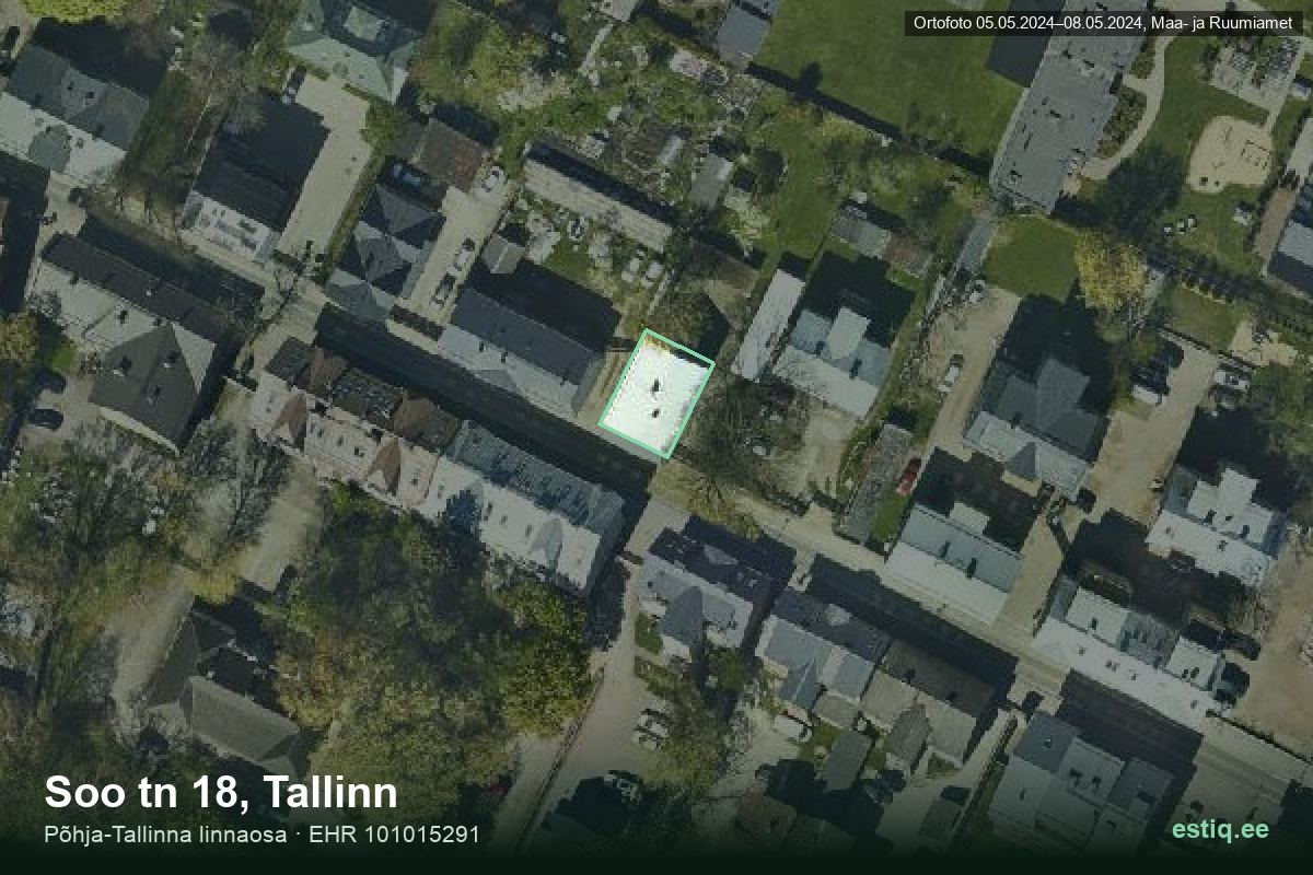 Soo tänav 18, Tallinn – аэрофото дома, контур по данным регистра строений (EHR)
