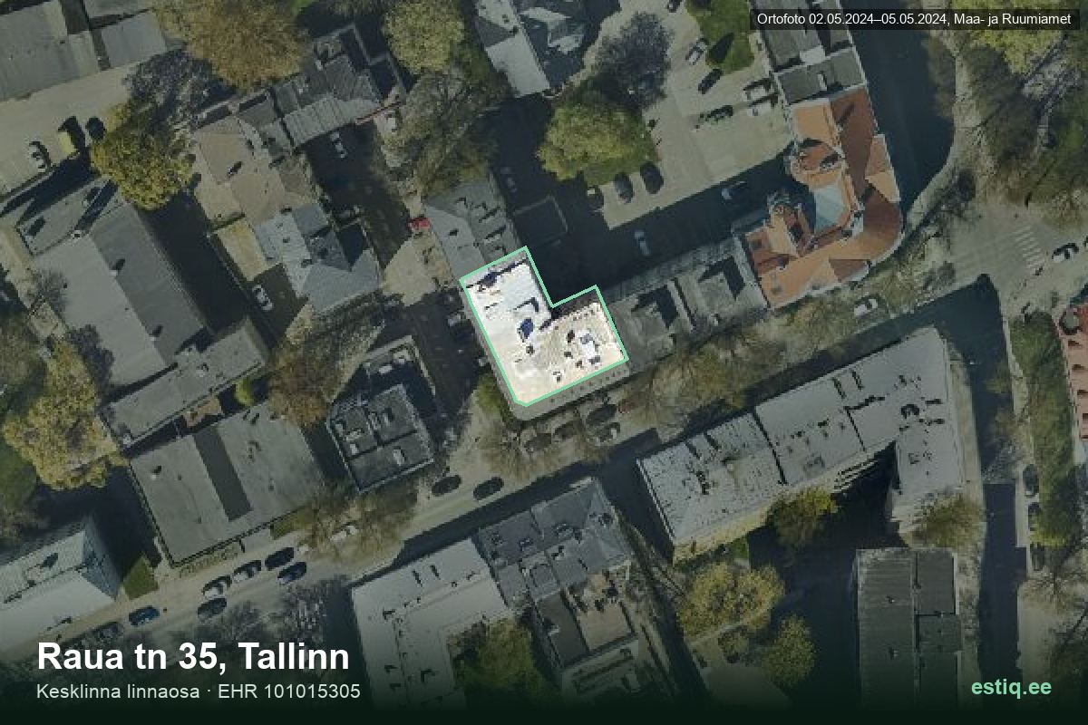 Raua tänav 35, Tallinn – hoone aerofoto, kontuur ehitisregistri (EHR) andmetest