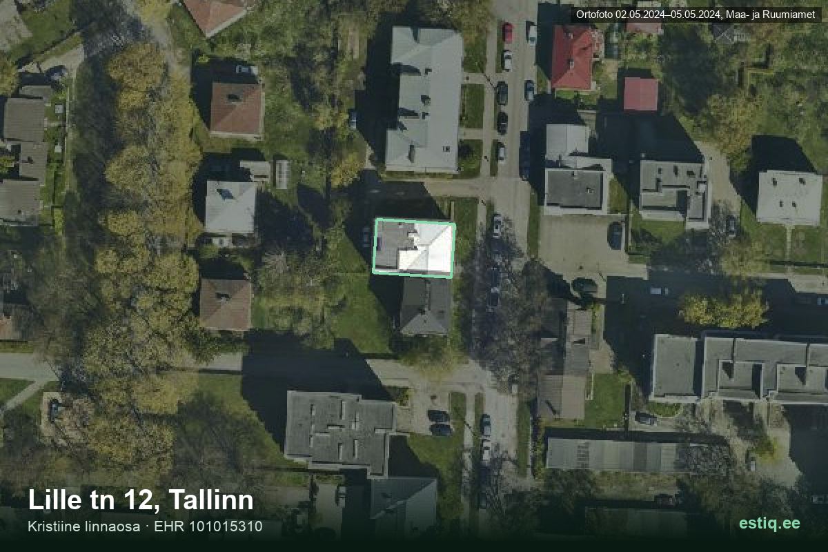 Lille tänav 12, Tallinn – ilmakuva rakennuksesta, ääriviiva rakennusrekisteristä (EHR)
