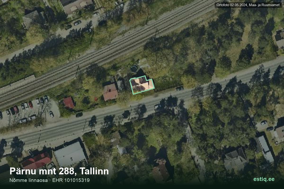 Pärnu mnt 288, Tallinn – hoone aerofoto, kontuur ehitisregistri (EHR) andmetest