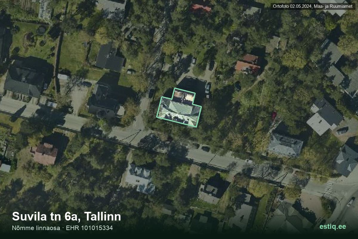 Suvila tänav 6a, Tallinn – hoone aerofoto, kontuur ehitisregistri (EHR) andmetest