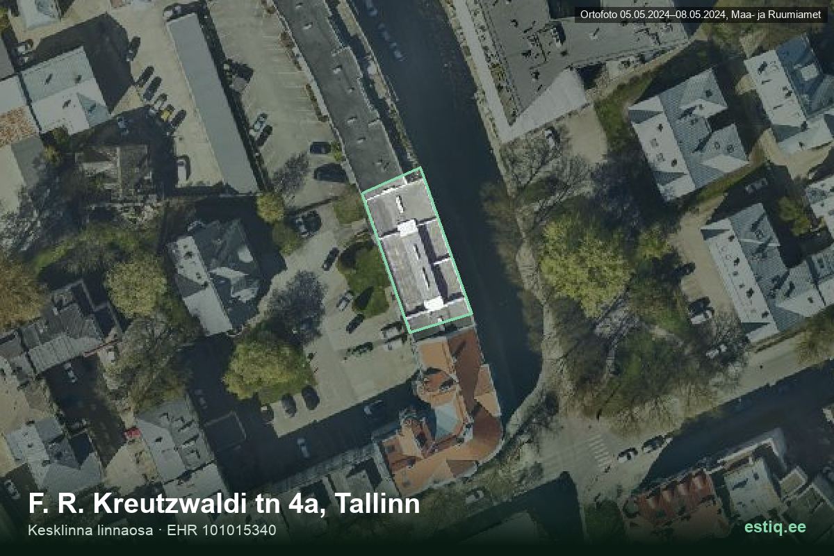 F. R. Kreutzwaldi tänav 4a, Tallinn – hoone aerofoto, kontuur ehitisregistri (EHR) andmetest