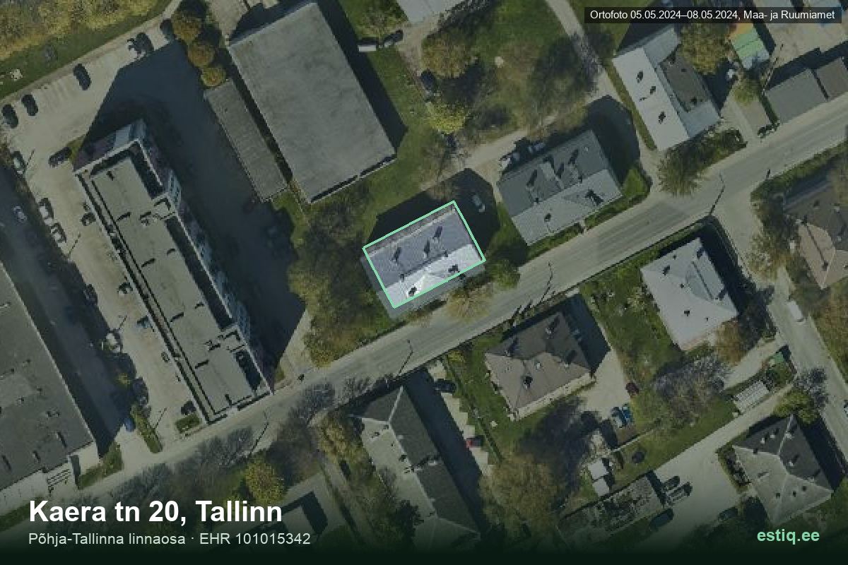 Kaera tänav 20, Tallinn – hoone aerofoto, kontuur ehitisregistri (EHR) andmetest