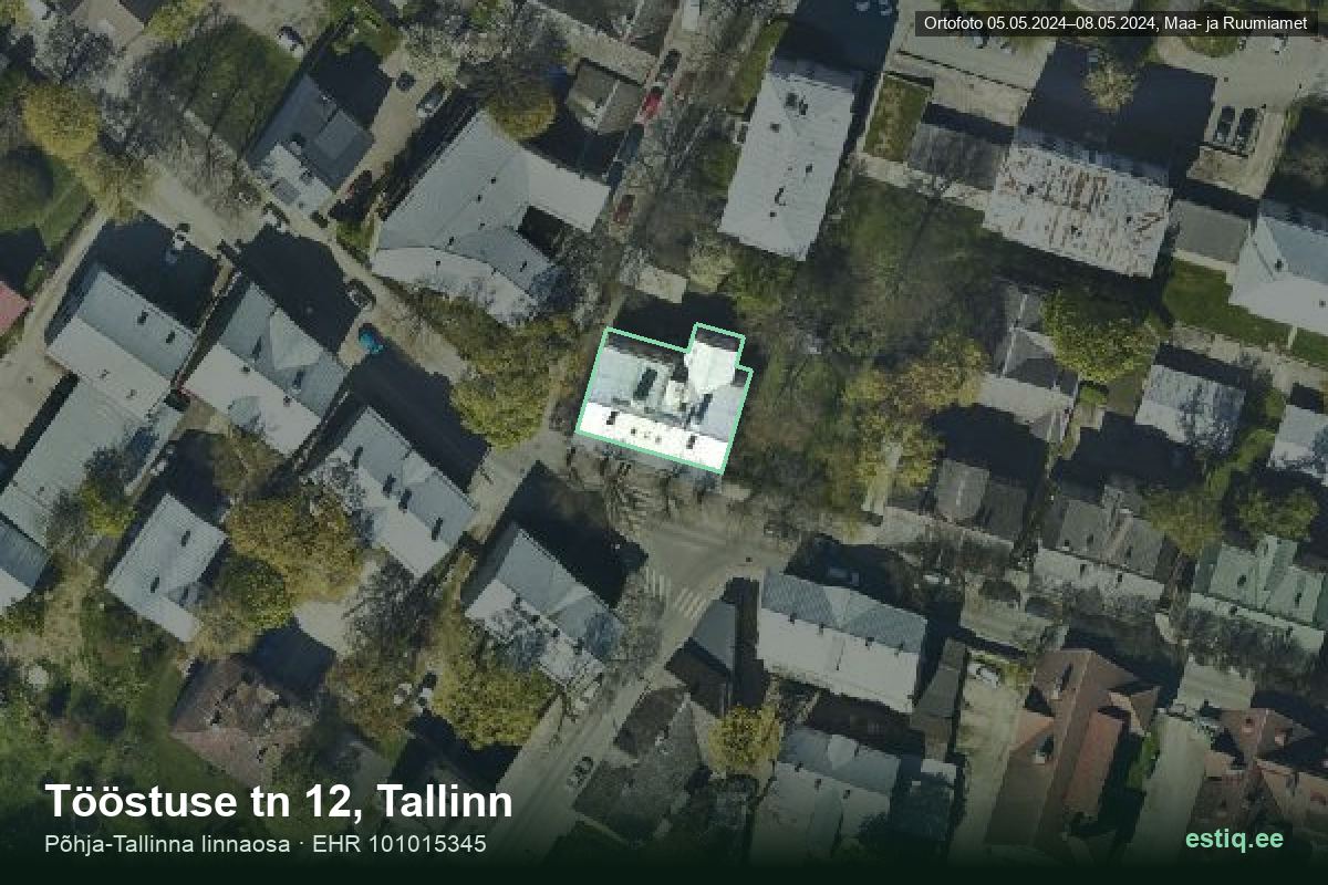 Tööstuse tänav 12, Tallinn – hoone aerofoto, kontuur ehitisregistri (EHR) andmetest