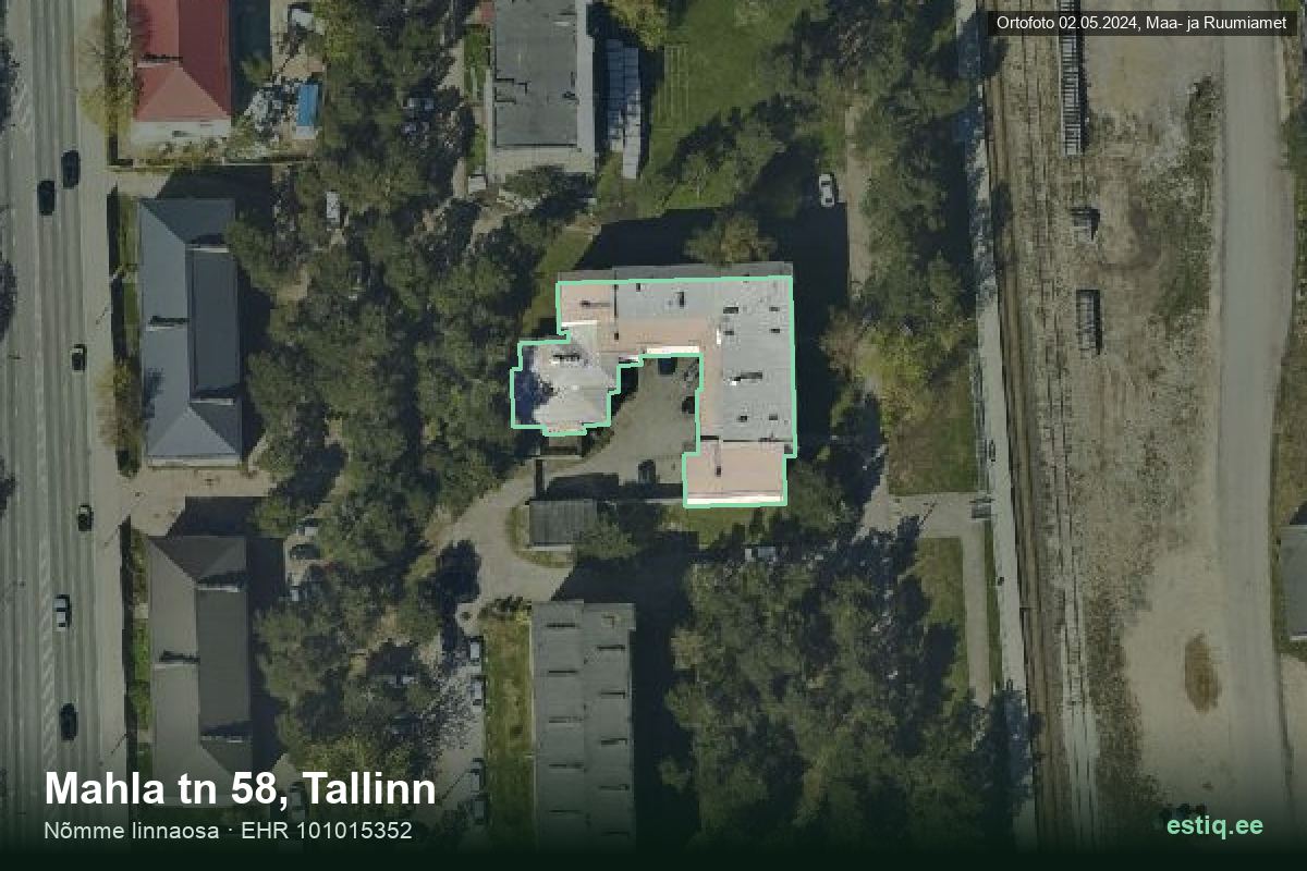 Mahla tänav 58, Tallinn – hoone aerofoto, kontuur ehitisregistri (EHR) andmetest