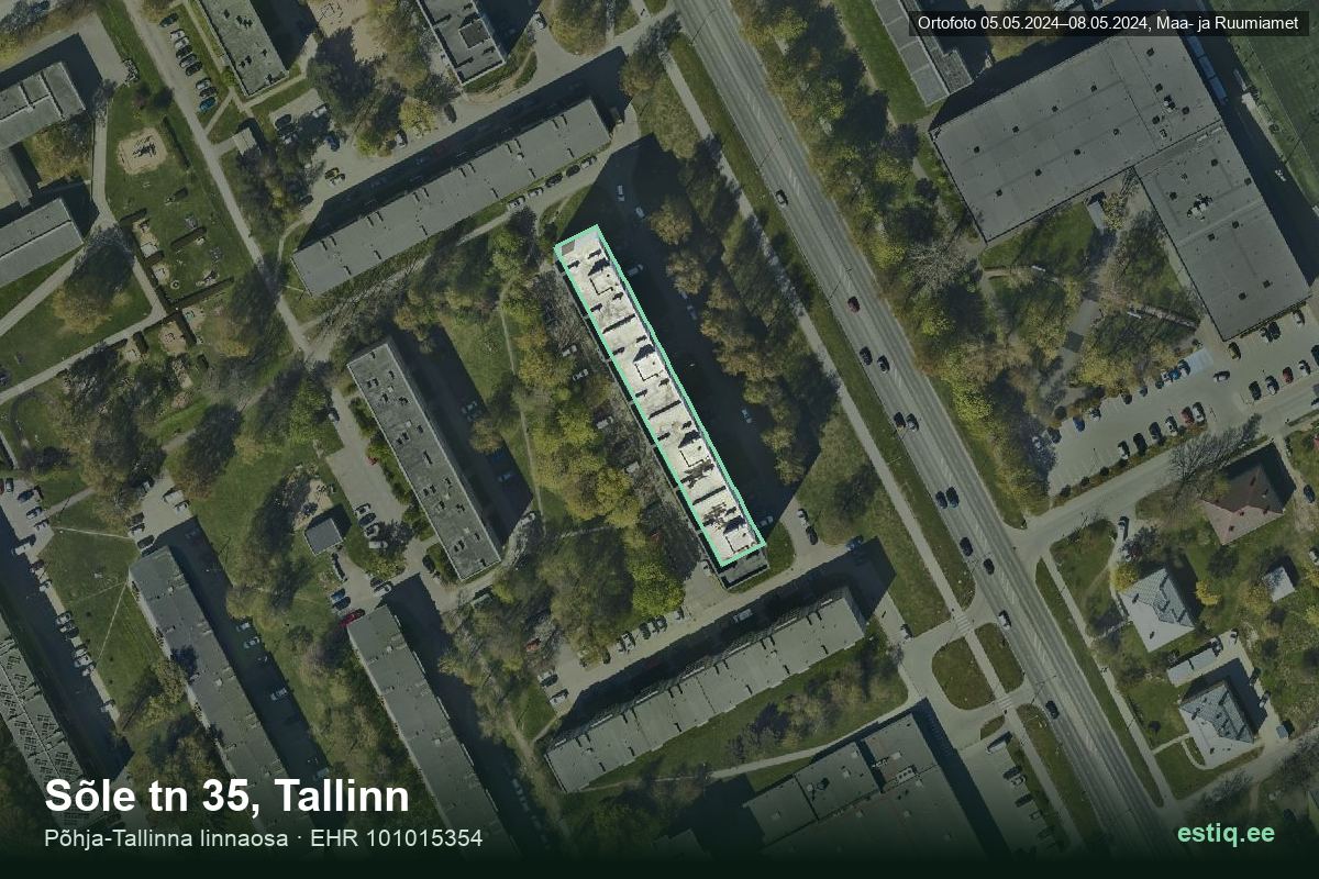 Sõle tänav 35, Tallinn – hoone aerofoto, kontuur ehitisregistri (EHR) andmetest