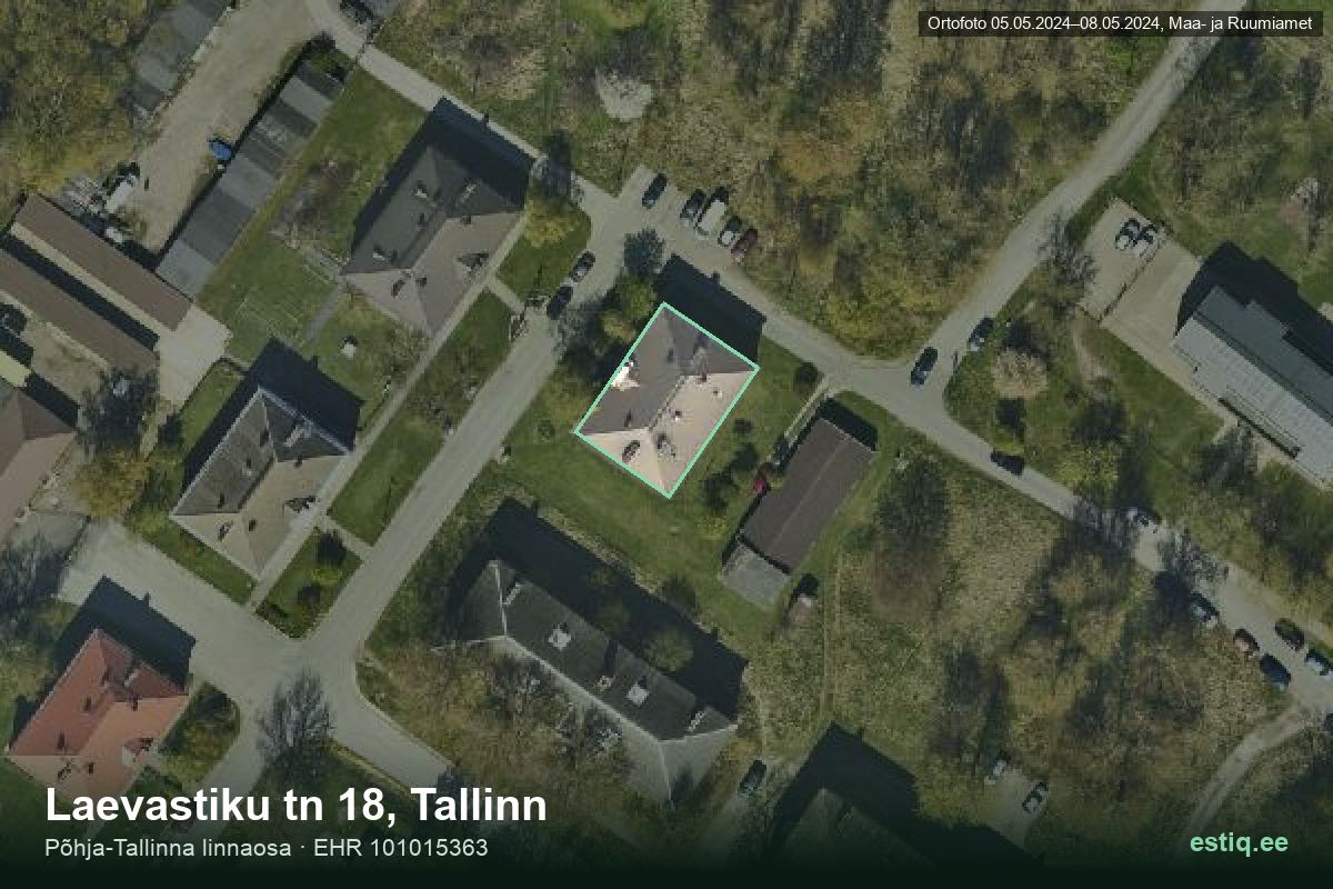 Laevastiku tänav 18, Tallinn – hoone aerofoto, kontuur ehitisregistri (EHR) andmetest