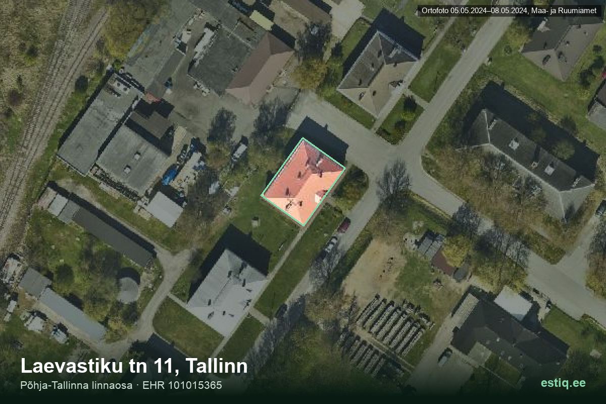 Laevastiku tänav 11, Tallinn – hoone aerofoto, kontuur ehitisregistri (EHR) andmetest
